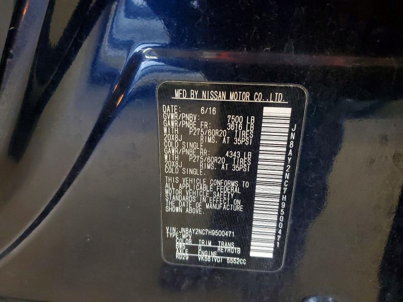 Продажа на аукционе авто 2017 Nissan Armada, vin: JN8AY2NC7H9500471, номер лота: 56296496