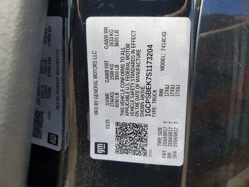 Продаж на аукціоні авто 2025 Chevrolet Colorado, vin: 1GCPSBEK7S1173204, номер лоту: 55275096
