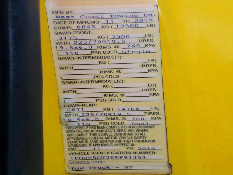 56824206 :رقم المزاد ، 1FDUF5GT2KEF91303 vin ، 2019 Ford F550 مزاد بيع