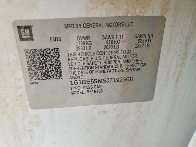 Aukcja sprzedaży 2018 Chevrolet Cruze, vin: 1G1BE5SM5J7192668, numer aukcji: 56322406