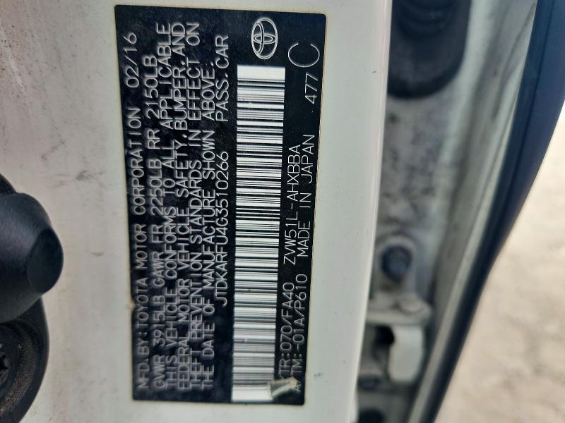 Aukcja sprzedaży 2016 Toyota Prius, vin: JTDKARFU4G3510266, numer aukcji: 55281666