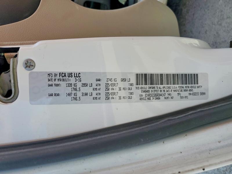 2016 Dodge Grand Caravan მანქანა იყიდება აუქციონზე, vin: 2C4RDGCG9GR344147, აუქციონის ნომერი: 85637205