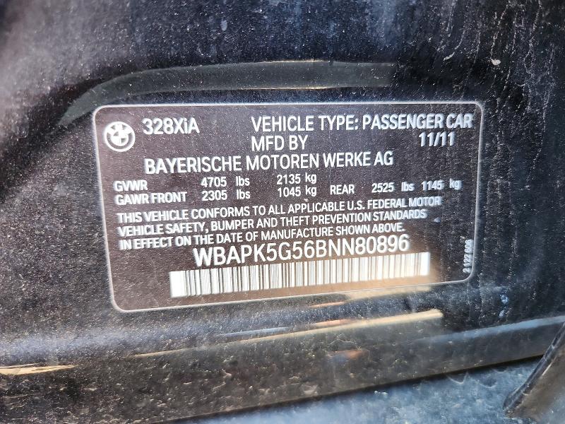 55581886 :رقم المزاد ، WBAPK5G56BNN80896 vin ، 2011 Bmw 328 مزاد بيع