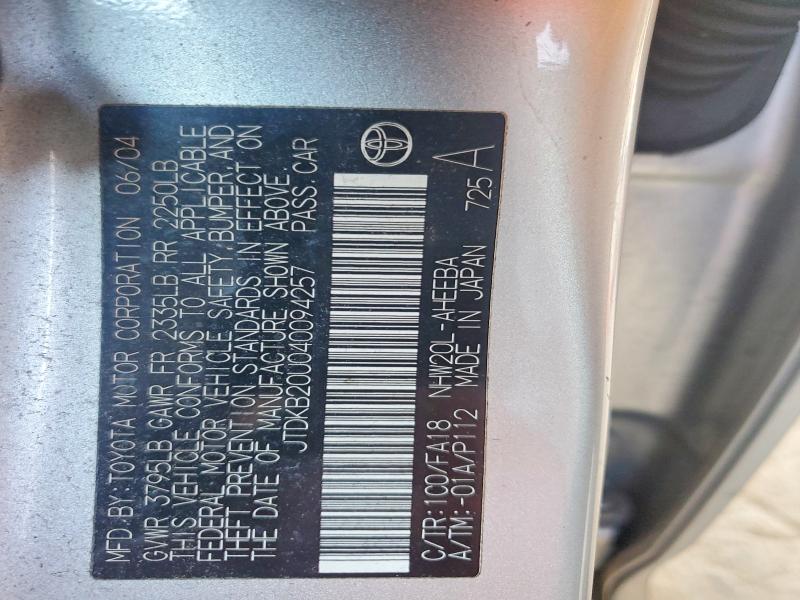 57562616 :رقم المزاد ، JTDKB20U040094257 vin ، 2004 Toyota Prius مزاد بيع