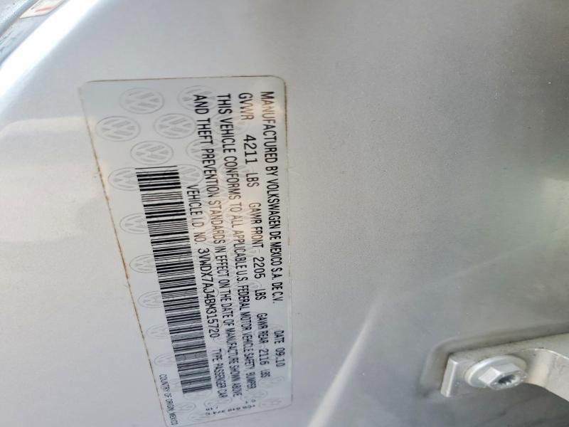 57932716 :رقم المزاد ، 3VWDX7AJ4BM315720 vin ، 2011 Volkswagen Jetta مزاد بيع