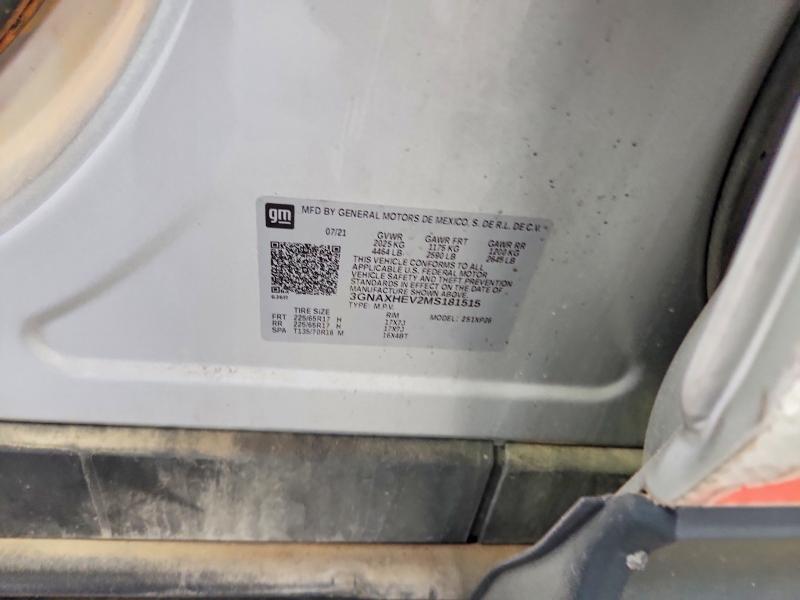 55525606 :رقم المزاد ، 3GNAXHEV2MS181515 vin ، 2021 Chevrolet Equinox مزاد بيع
