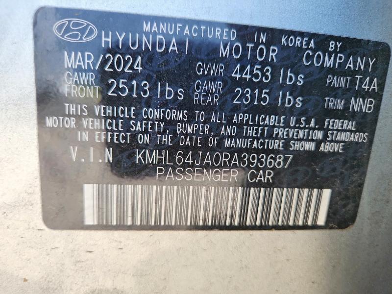 Продажа на аукционе авто 2024 Hyundai Sonata, vin: KMHL64JA0RA393687, номер лота: 56046556