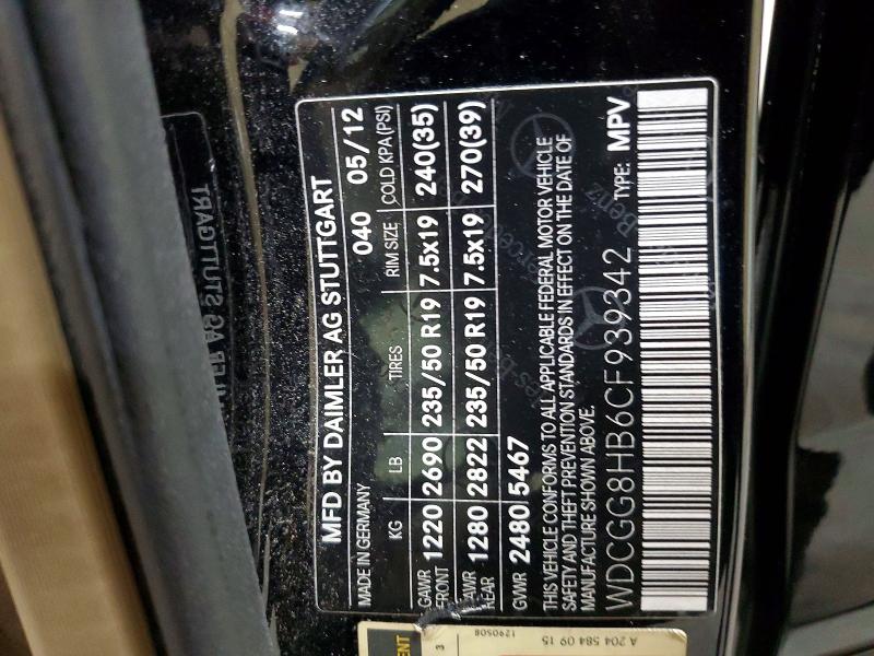 56520446 :رقم المزاد ، WDCGG8HB6CF939342 vin ، 2012 Mercedes-benz Glk مزاد بيع