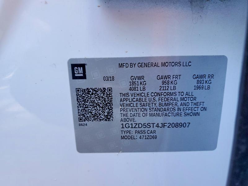 Продажа на аукционе авто 2018 Chevrolet Malibu, vin: 1G1ZD5ST4JF208907, номер лота: 55752236