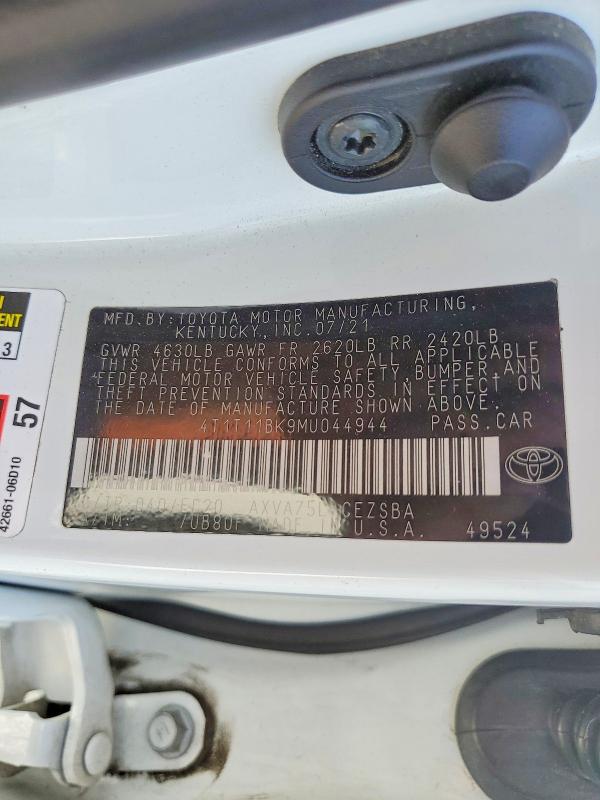 Aukcja sprzedaży 2021 Toyota Camry, vin: 4T1T11BK9MU044944, numer aukcji: 55590996