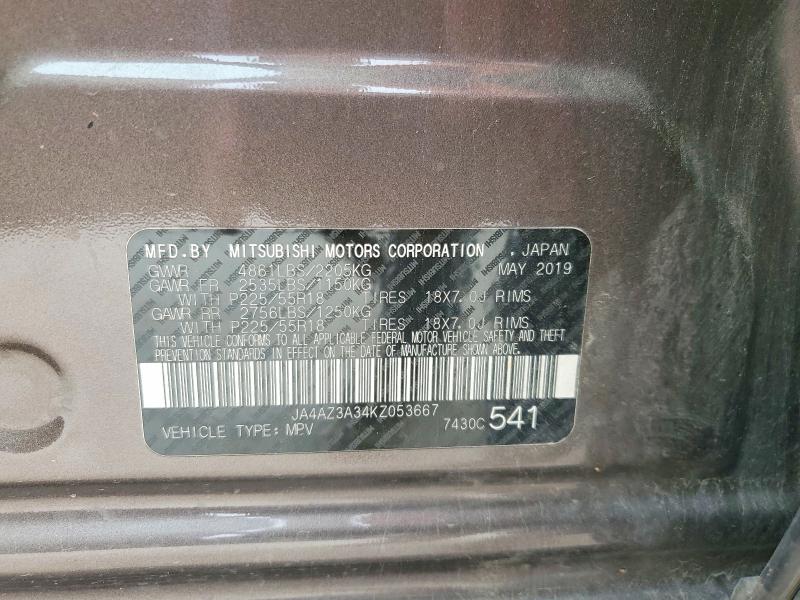 Auction sale of the 2019 Mitsubishi Outlander, vin: JA4AZ3A34KZ053667, lot number: 58833426