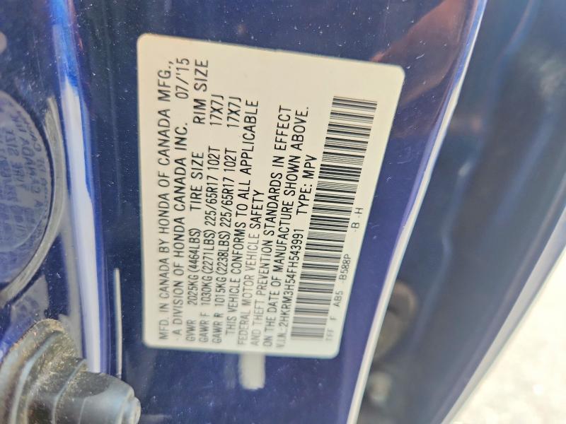 Продаж на аукціоні авто 2015 Honda Cr-v, vin: 2HKRM3H54FH543991, номер лоту: 57056956