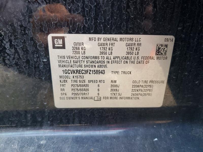 2015 Chevrolet Silverado მანქანა იყიდება აუქციონზე, vin: 1GCVKREC3FZ158943, აუქციონის ნომერი: 52413406