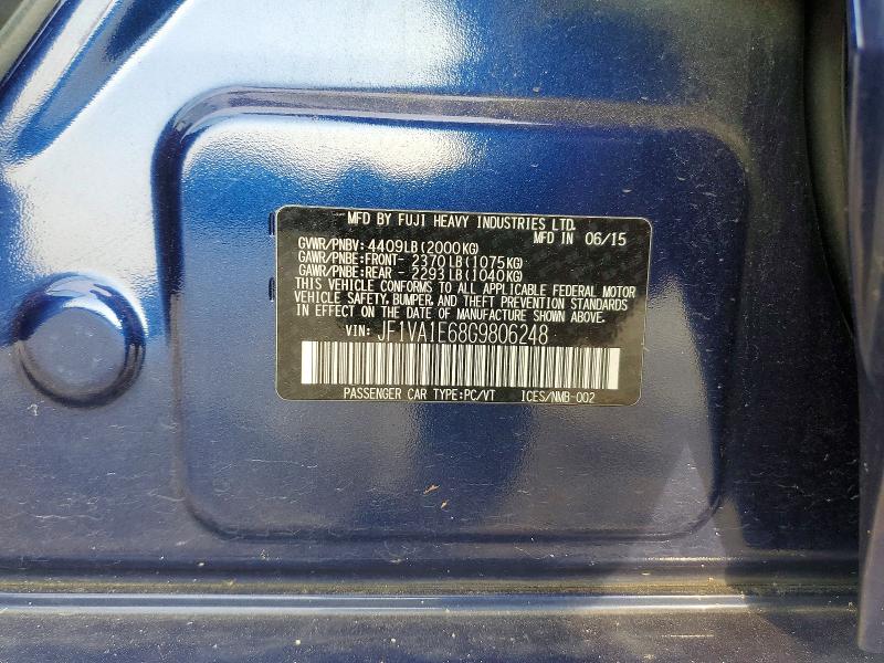 Aukcja sprzedaży 2016 Subaru Wrx, vin: JF1VA1E68G9806248, numer aukcji: 58825366