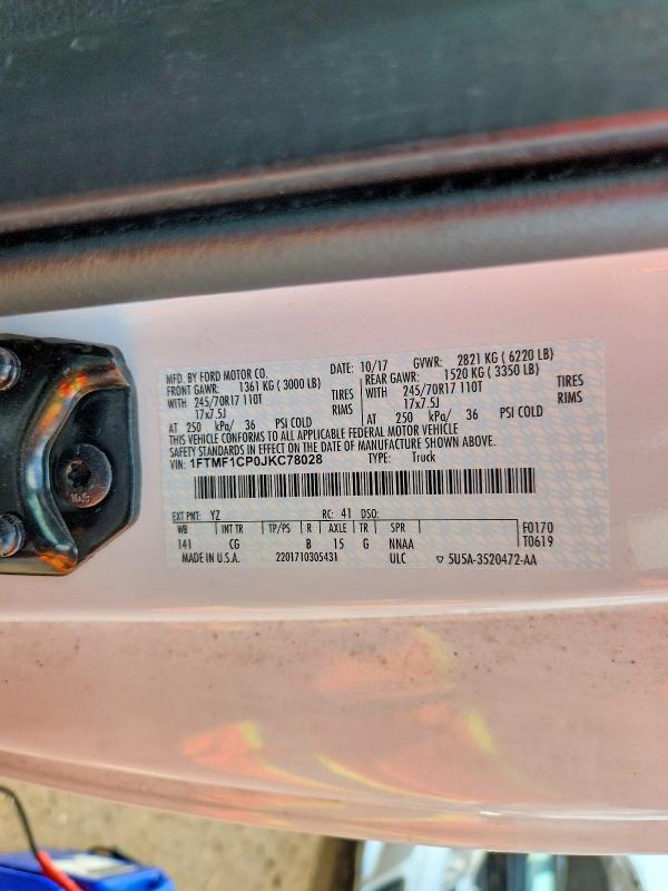 Aukcja sprzedaży 2018 Ford F150, vin: 1FTMF1CP0JKC78028, numer aukcji: 56635116