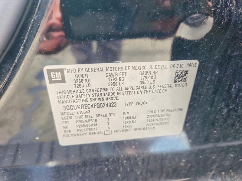 57880406 :رقم المزاد ، 3GCUKREC4FG524923 vin ، 2015 Chevrolet Silverado مزاد بيع