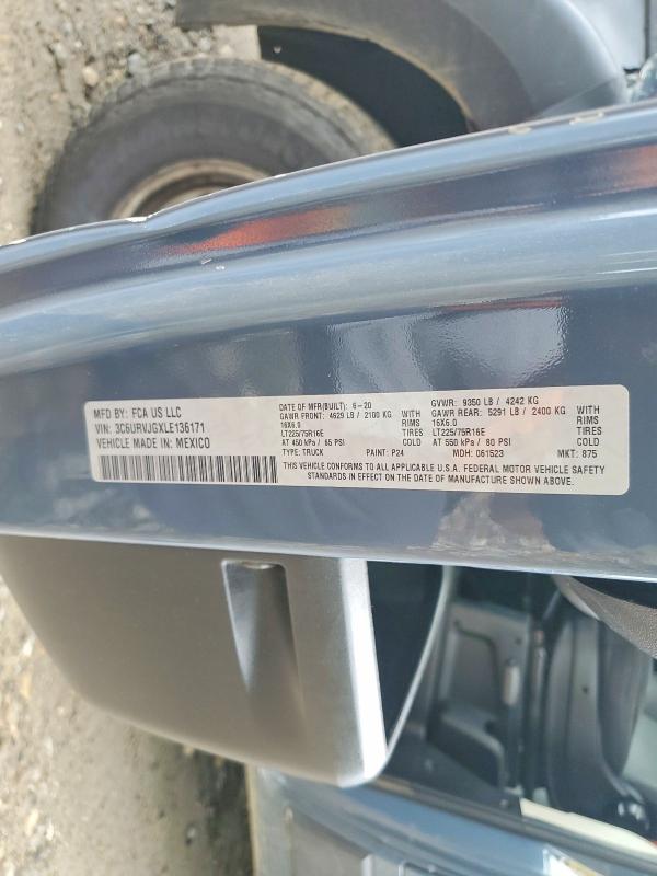 Aukcja sprzedaży 2020 Ram Promaster 3500, vin: 3C6URVJGXLE136171, numer aukcji: 57156936