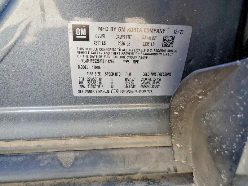 2021 Buick Encore Gx მანქანა იყიდება აუქციონზე, vin: KL4MMBS26MB111267, აუქციონის ნომერი: 58528446
