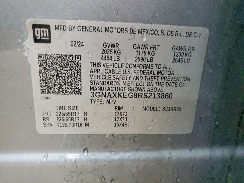 57552666 :رقم المزاد ، 3GNAXKEG8RS213860 vin ، 2024 Chevrolet Equinox مزاد بيع