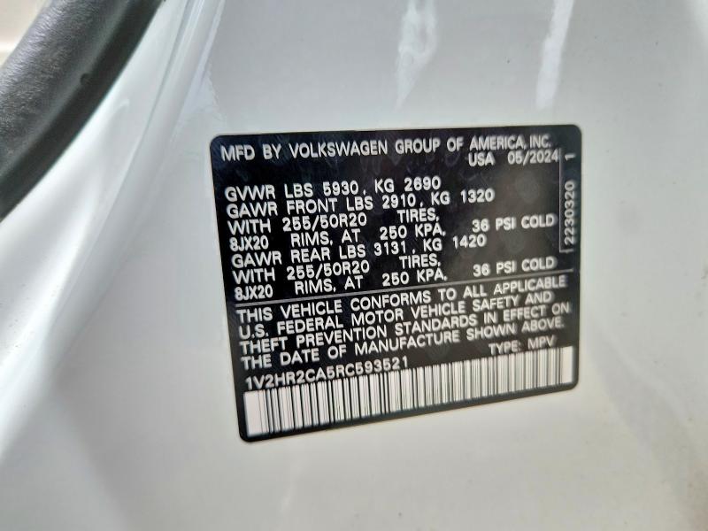 Aukcja sprzedaży 2024 Volkswagen Atlas, vin: 1V2HR2CA5RC593521, numer aukcji: 56610036