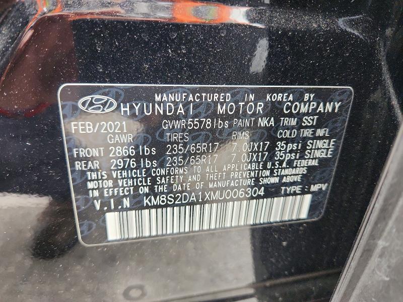 52758476 :رقم المزاد ، KM8S2DA1XMU006304 vin ، 2021 Hyundai Santa Fe مزاد بيع