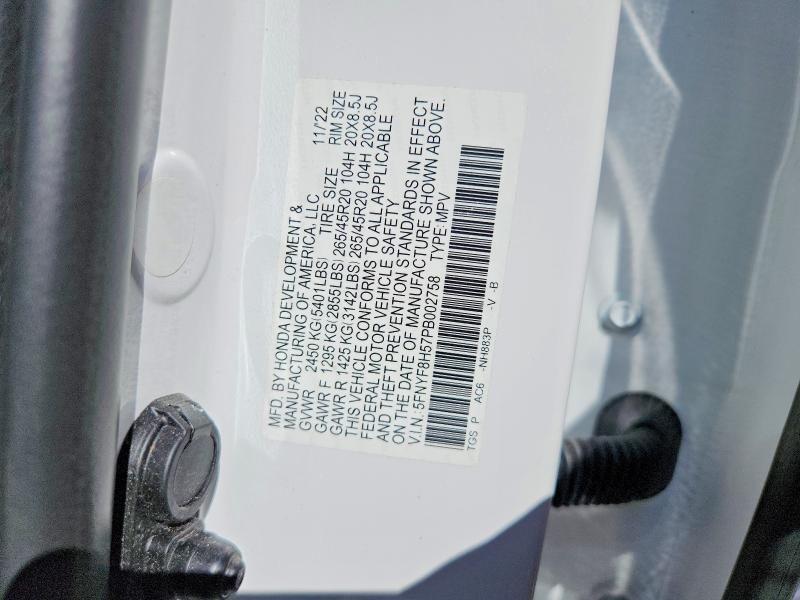 Aukcja sprzedaży 2023 Honda Passport, vin: 5FNYF8H57PB002758, numer aukcji: 58665726