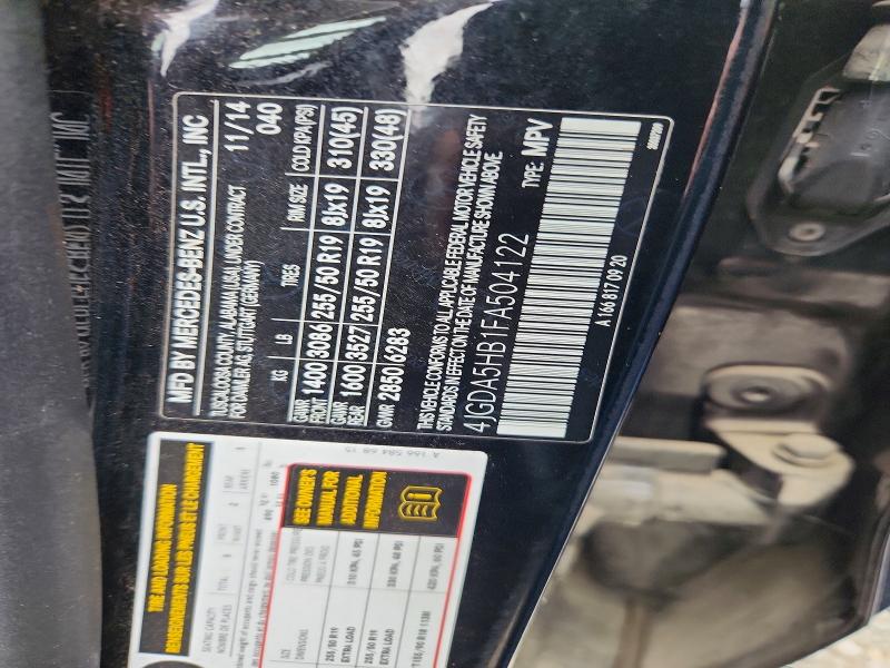 Aukcja sprzedaży 2015 Mercedes-benz Ml, vin: 4JGDA5HB1FA504122, numer aukcji: 59150906