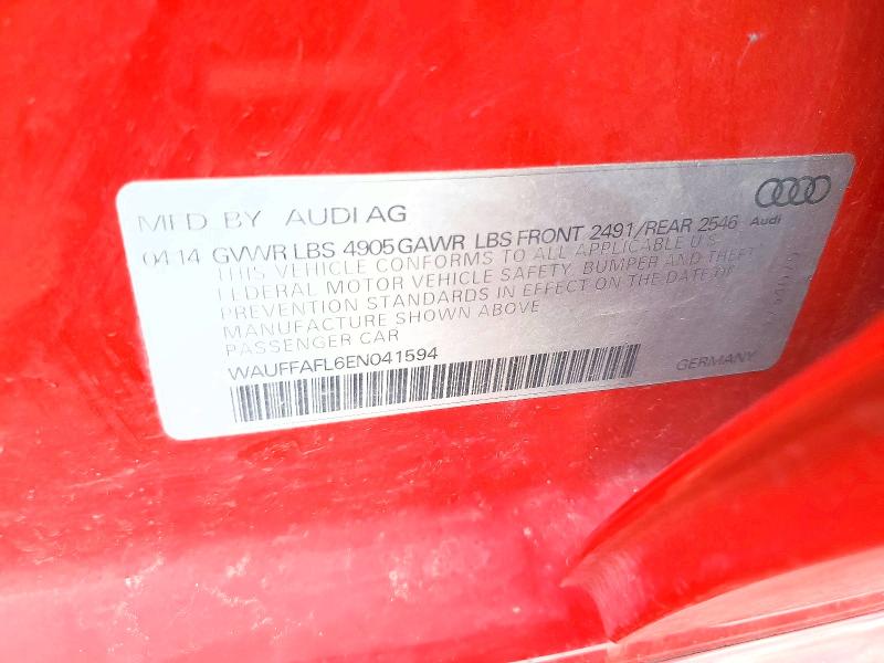 55426216 :رقم المزاد ، WAUFFAFL6EN041594 vin ، 2014 Audi A4 مزاد بيع