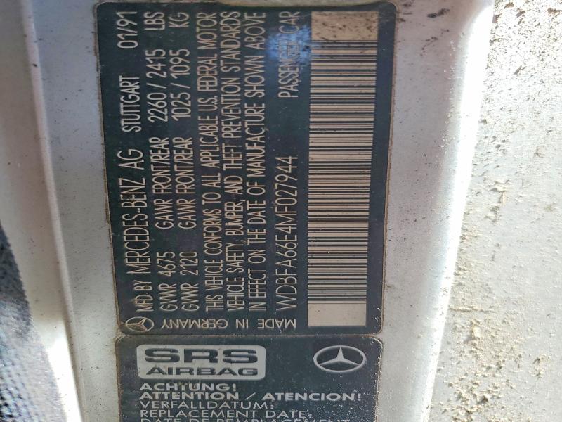 Продажа на аукционе авто 1991 Mercedes-benz 500, vin: WDBFA66E4MF027944, номер лота: 56370566