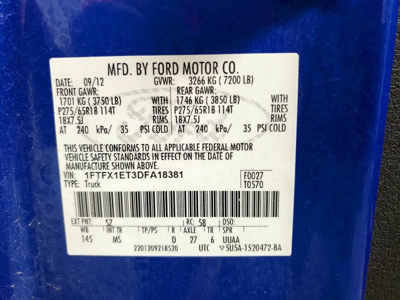 Продаж на аукціоні авто 2013 Ford F150, vin: 1FTFX1ET3DFA18381, номер лоту: 55973106
