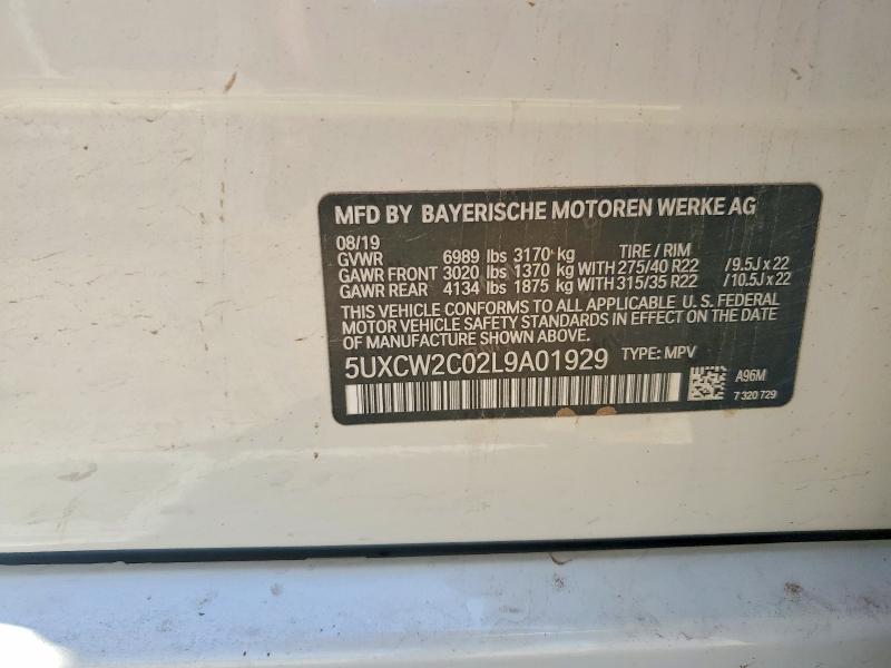 55403246 :رقم المزاد ، 5UXCW2C02L9A01929 vin ، 2020 Bmw X7 مزاد بيع