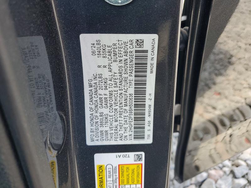 Aukcja sprzedaży 2025 Honda Civic, vin: 2HGFE2F59SH500636, numer aukcji: 58514436