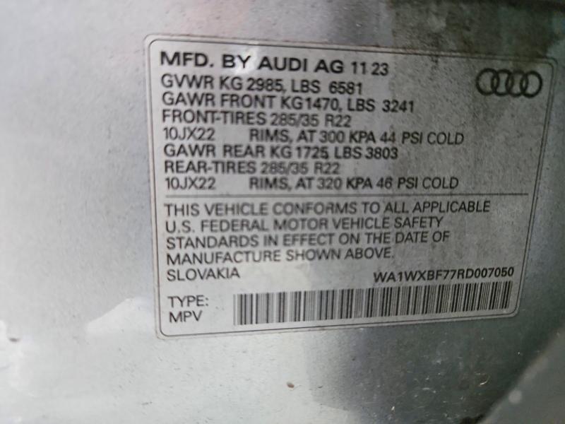 Продаж на аукціоні авто 2024 Audi Q7, vin: WA1WXBF77RD007050, номер лоту: 56327886