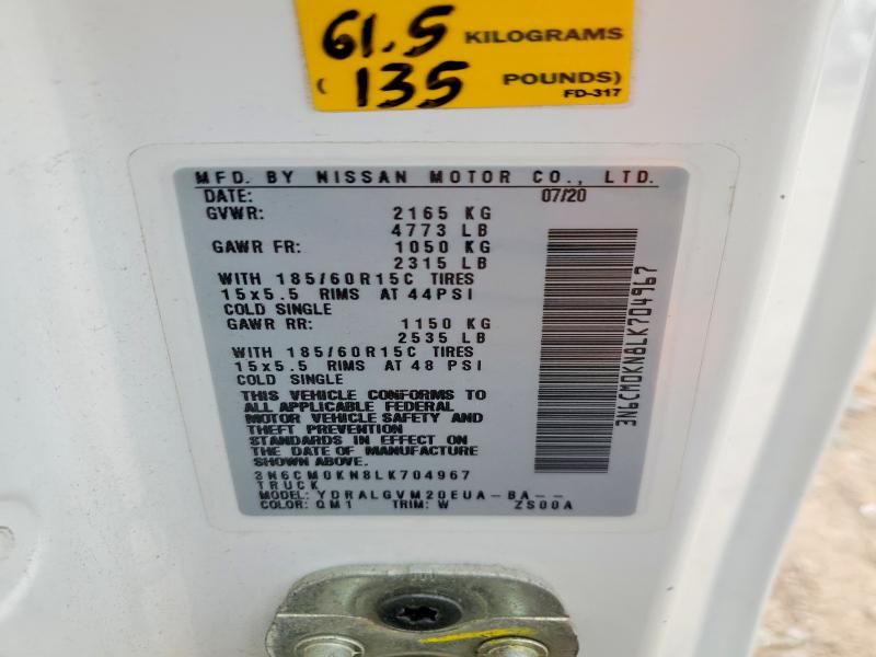 Продаж на аукціоні авто 2020 Nissan Nv200, vin: 3N6CM0KN8LK704967, номер лоту: 55401936