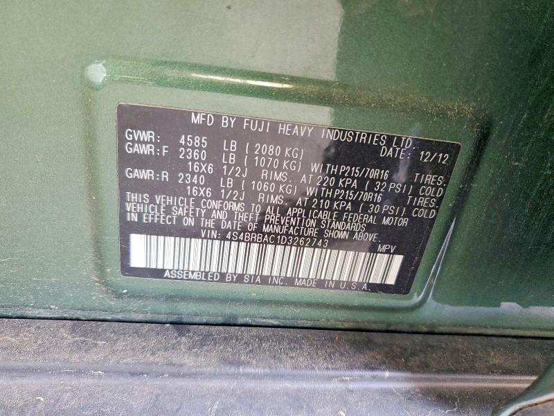 Продажа на аукционе авто 2013 Subaru Outback, vin: 4S4BRBAC1D3262743, номер лота: 58873226