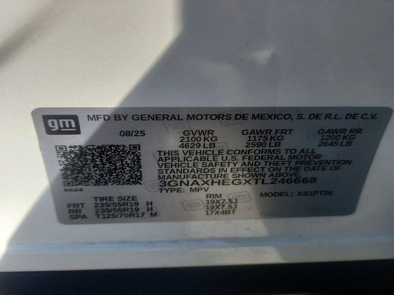 2026 Chevrolet Equinox მანქანა იყიდება აუქციონზე, vin: 3GNAXHEGXTL246668, აუქციონის ნომერი: 56223396