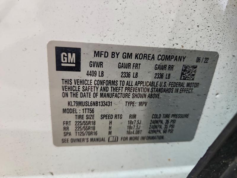 Aukcja sprzedaży 2022 Chevrolet Trailblazer, vin: KL79MUSL6NB133431, numer aukcji: 57135796