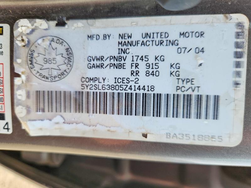Aukcja sprzedaży 2005 Pontiac Vibe, vin: 5Y2SL63805Z414418, numer aukcji: 56849686