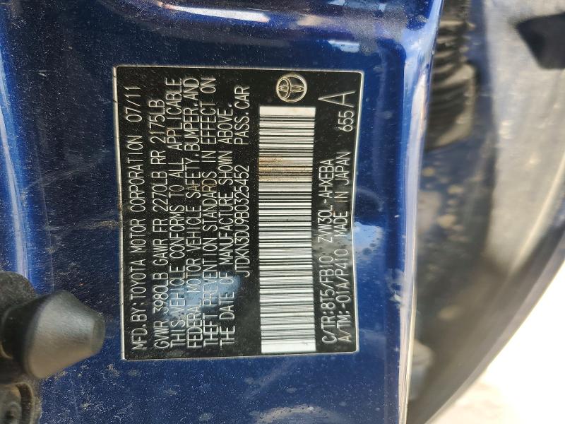 Aukcja sprzedaży 2011 Toyota Prius, vin: JTDKN3DU9B0325452, numer aukcji: 56266556