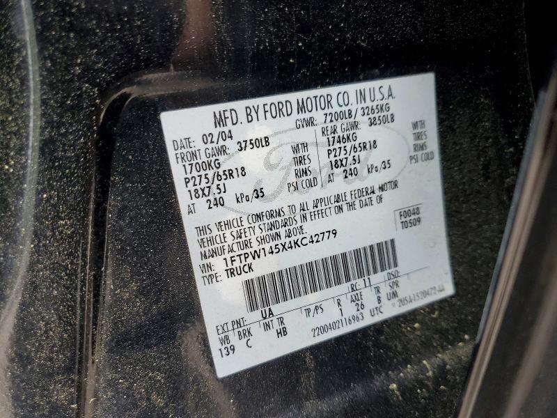 57517456 :رقم المزاد ، 1FTPW145X4KC42779 vin ، 2004 Ford F150 مزاد بيع