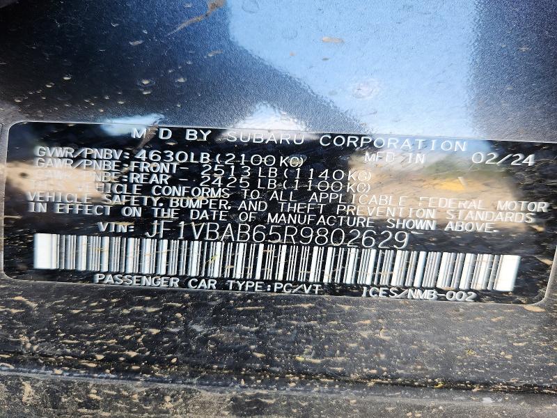 Продажа на аукционе авто 2024 Subaru Wrx, vin: JF1VBAB65R9802629, номер лота: 57872476