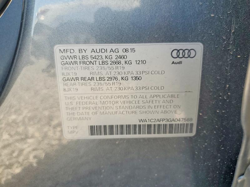 58068806 :رقم المزاد ، WA1C2AFP3GA047569 vin ، 2016 Audi Q5 مزاد بيع