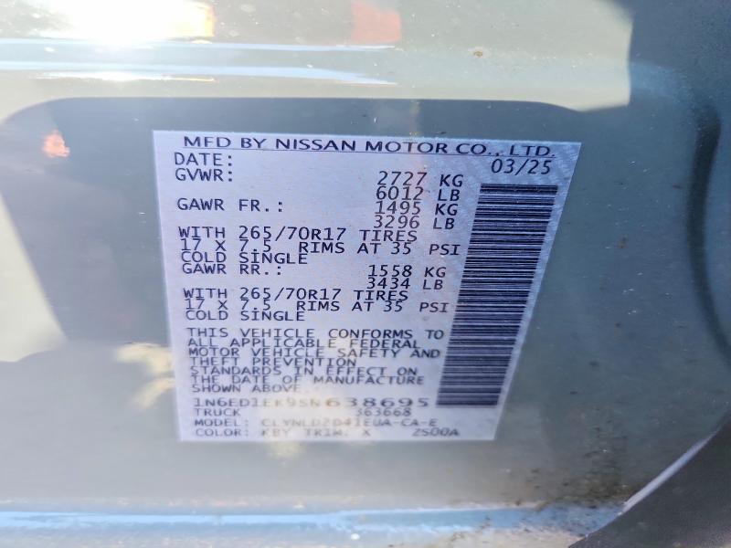 Aukcja sprzedaży 2025 Nissan Frontier, vin: 1N6ED1EK9SN638695, numer aukcji: 56234596