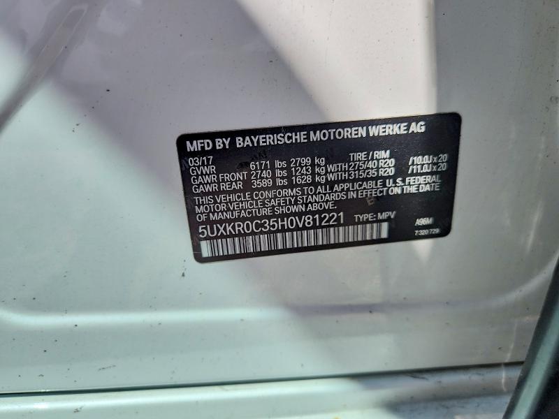 Aukcja sprzedaży 2017 Bmw X5, vin: 5UXKR0C35H0V81221, numer aukcji: 57137296