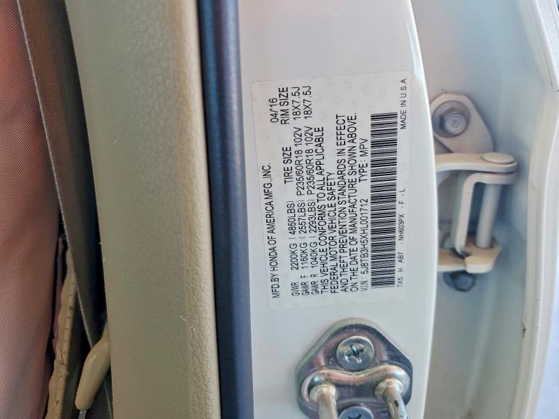 55916966 :رقم المزاد ، 5J8TB3H5XHL001712 vin ، 2017 Acura Rdx مزاد بيع