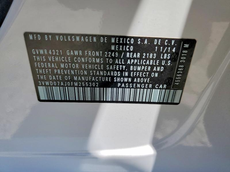 Продажа на аукционе авто 2015 Volkswagen Jetta, vin: 3VWD07AJ0FM255302, номер лота: 56743836