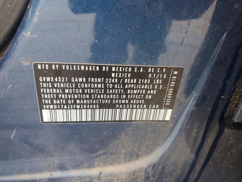 58294736 :رقم المزاد ، 3VWD17AJ2FM284085 vin ، 2015 Volkswagen Jetta مزاد بيع