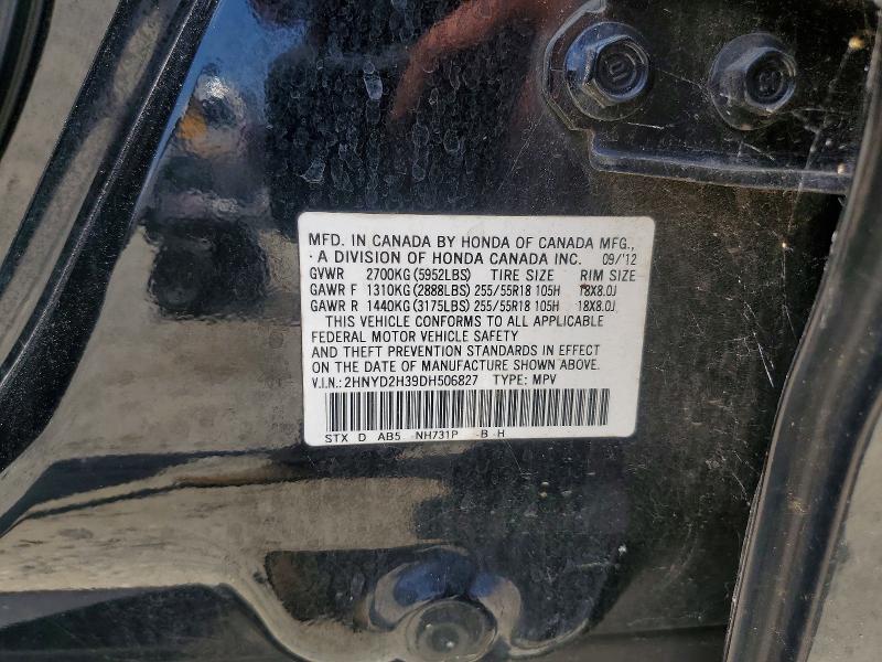 54919946 :رقم المزاد ، 2HNYD2H39DH506827 vin ، 2013 Acura Mdx مزاد بيع