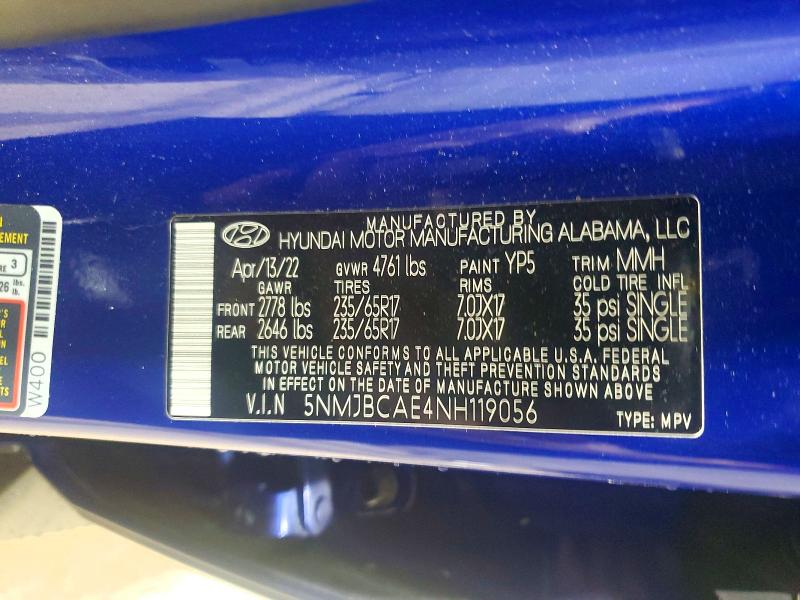 Продажа на аукционе авто 2022 Hyundai Tucson, vin: 5NMJBCAE4NH119056, номер лота: 56238126