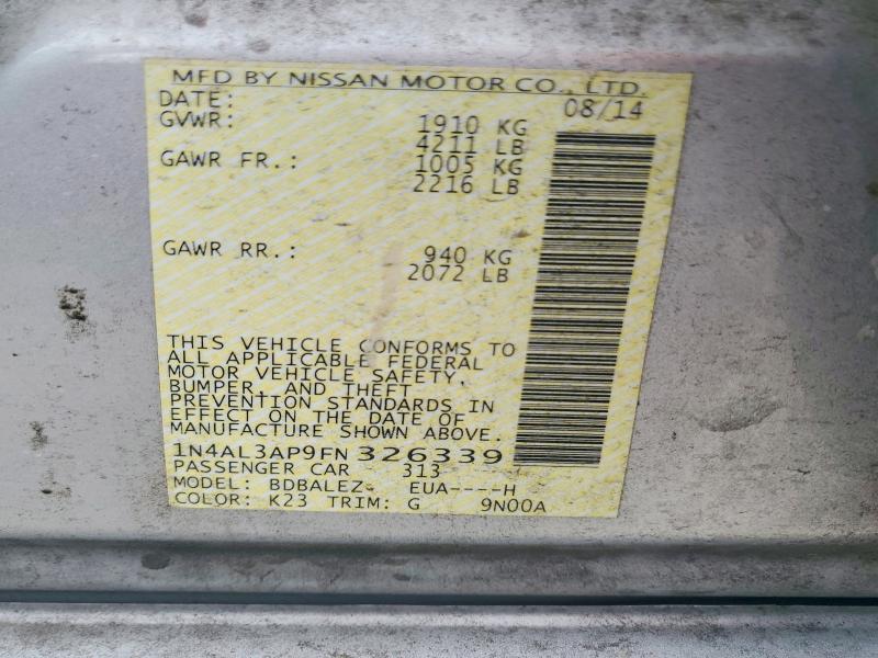 56635606 :رقم المزاد ، 1N4AL3AP9FN326339 vin ، 2015 Nissan Altima مزاد بيع